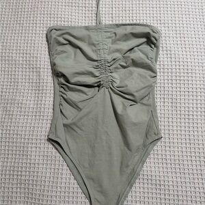 Zara Green Bodysuit One Piece with Ruched Detail